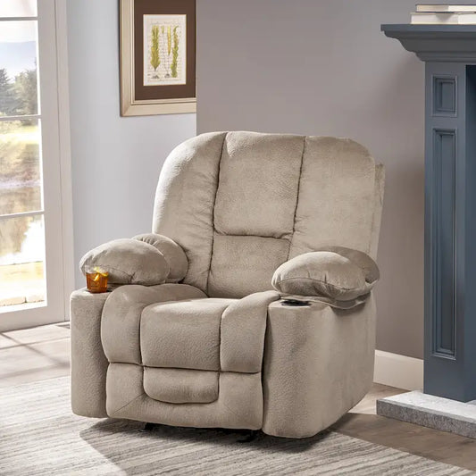 Fauteuil club inclinable en tissu – Latte / Gris Acier / Chocolat, Monoplace