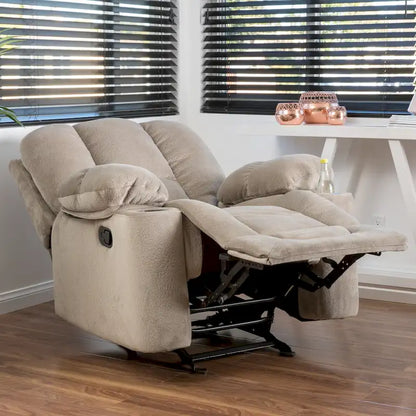 Fauteuil club inclinable en tissu – Latte / Gris Acier / Chocolat, Monoplace