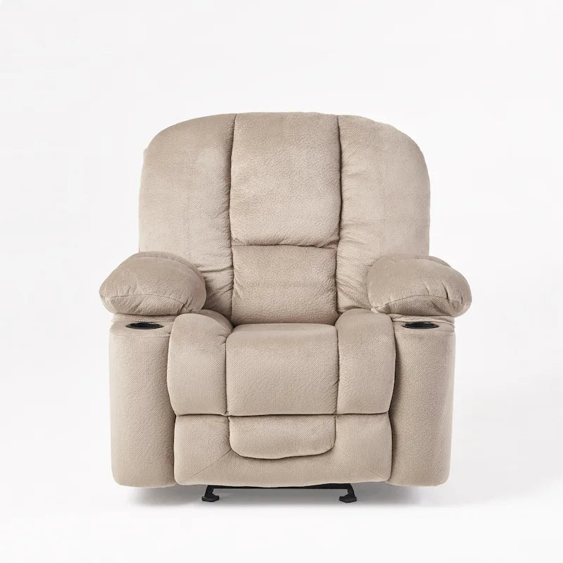 Fauteuil club inclinable en tissu – Latte / Gris Acier / Chocolat, Monoplace