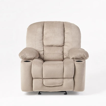 Fauteuil club inclinable en tissu – Latte / Gris Acier / Chocolat, Monoplace