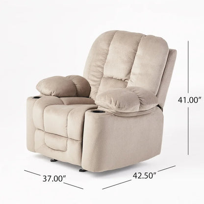 Fauteuil club inclinable en tissu – Latte / Gris Acier / Chocolat, Monoplace