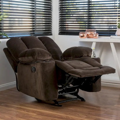 Fauteuil club inclinable en tissu – Latte / Gris Acier / Chocolat, Monoplace