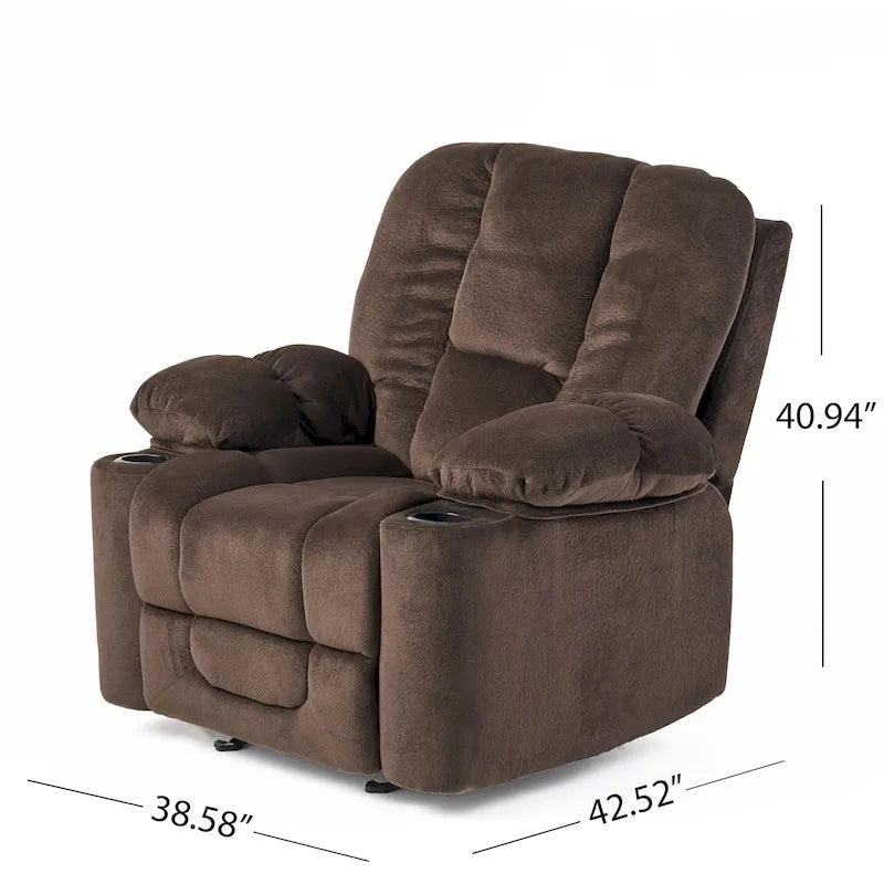 Fauteuil club inclinable en tissu – Latte / Gris Acier / Chocolat, Monoplace