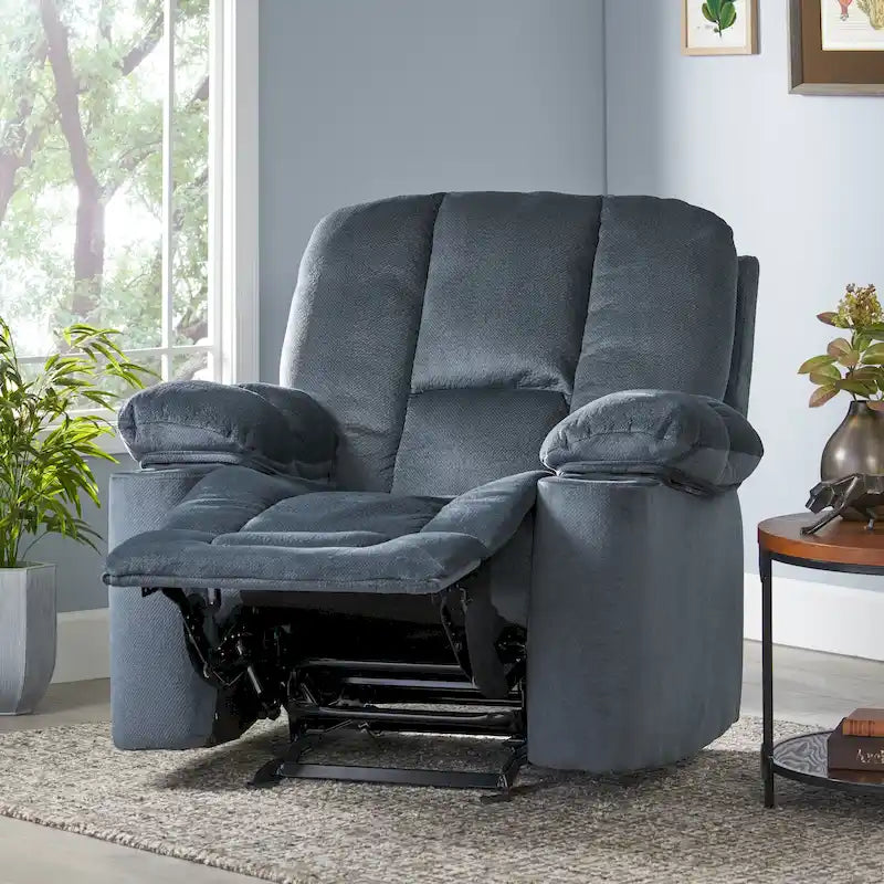 Fauteuil club inclinable en tissu – Latte / Gris Acier / Chocolat, Monoplace