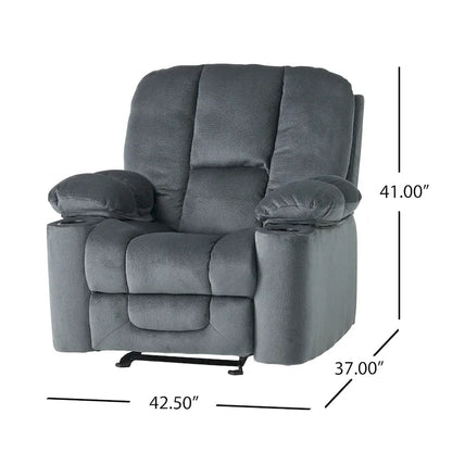 Fauteuil club inclinable en tissu – Latte / Gris Acier / Chocolat, Monoplace
