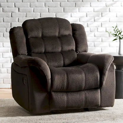 Fauteuil inclinable planeur en polyester avec dossier cascade – Marron / Bleu fumée, Une place
