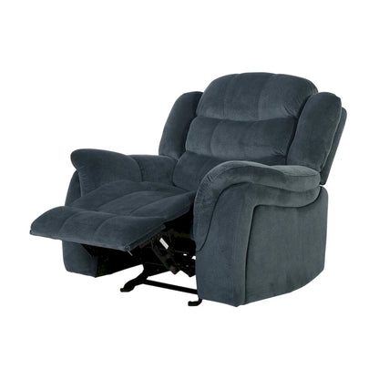 Fauteuil inclinable planeur en polyester avec dossier cascade – Marron / Bleu fumée, Une place