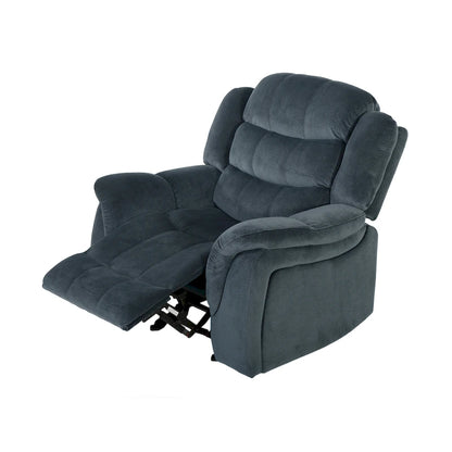 Fauteuil inclinable planeur en polyester avec dossier cascade – Marron / Bleu fumée, Une place