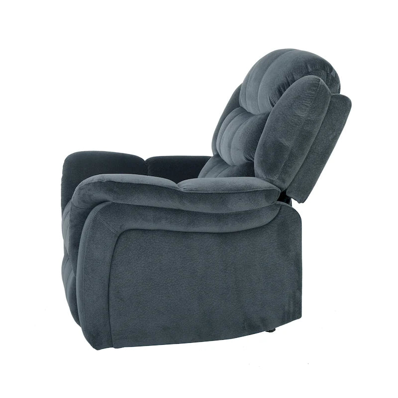 Fauteuil inclinable planeur en polyester avec dossier cascade – Marron / Bleu fumée, Une place