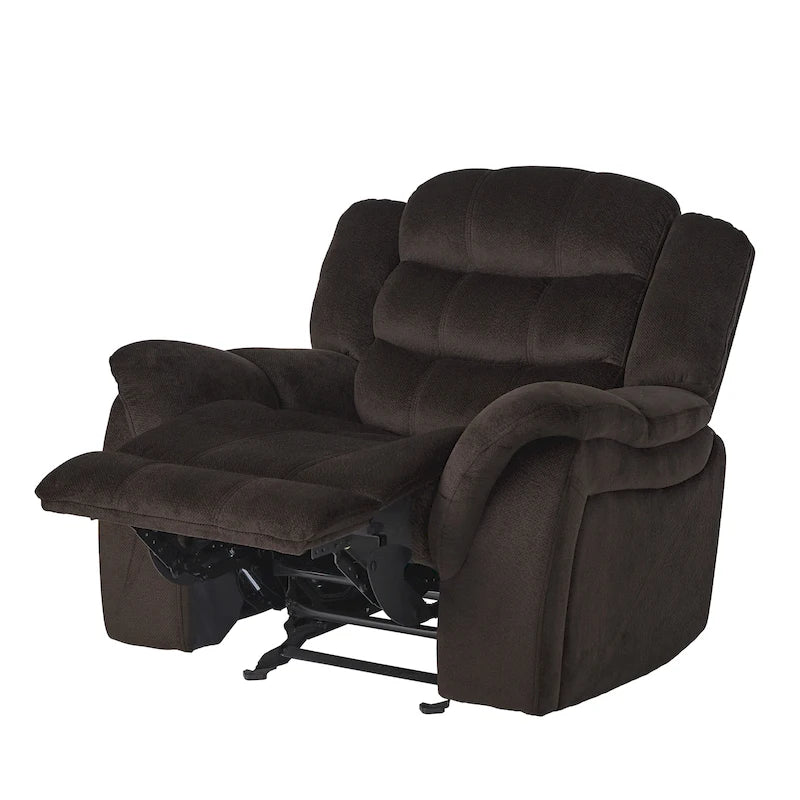 Fauteuil inclinable planeur en polyester avec dossier cascade – Marron / Bleu fumée, Une place