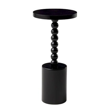 Table d'appoint ronde en bois sur pied – Naturel/Noir, base tambour avec pieds fuseau