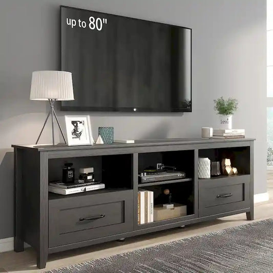 70 inch TV Stand for TVs up to 80  with Drawers Adjustable Shelves