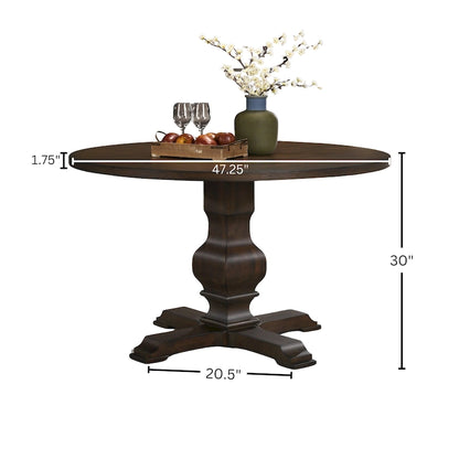 Table à manger ronde en placage de chêne avec pied central – Expresso, 4 personnes