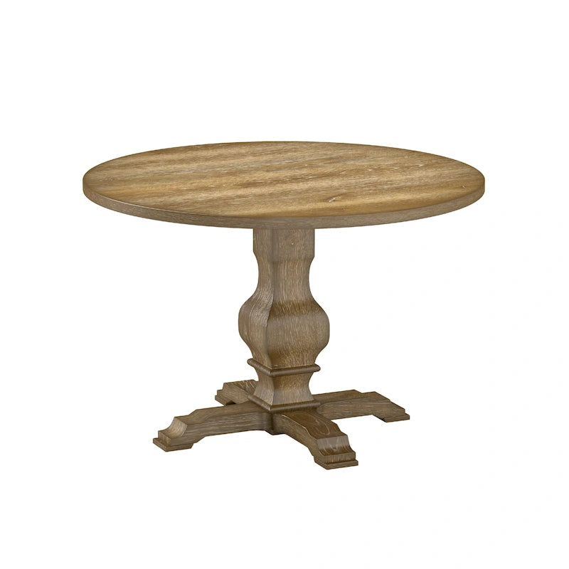 Table à manger ronde en placage de chêne avec pied central – Expresso, 4 personnes