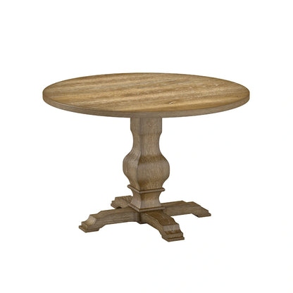 Table à manger ronde en placage de chêne avec pied central – Expresso, 4 personnes