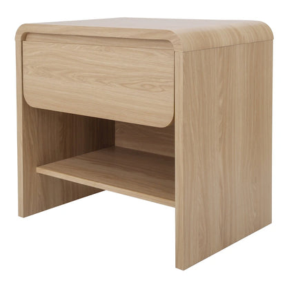 Table d'appoint minimaliste 1 tiroir – Chêne européen, profil bas arqué