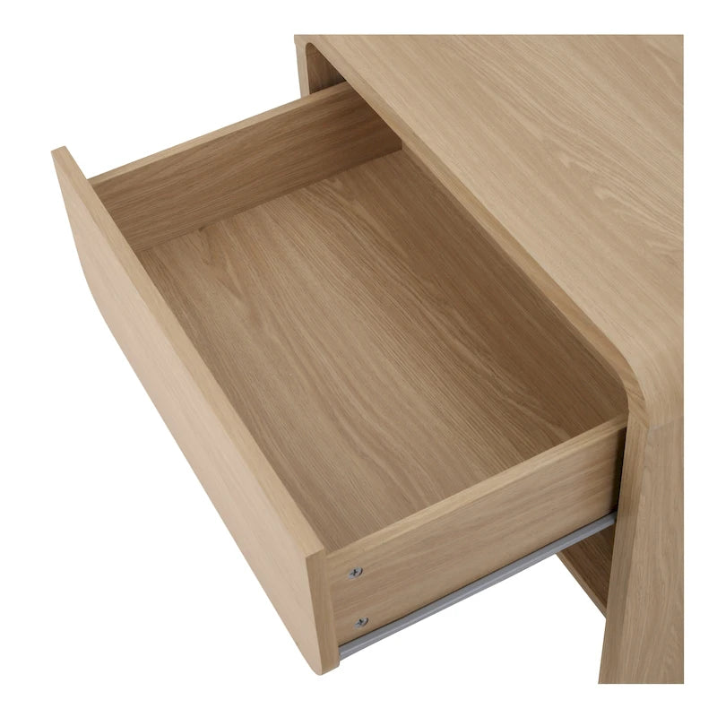 Table d'appoint minimaliste 1 tiroir – Chêne européen, profil bas arqué