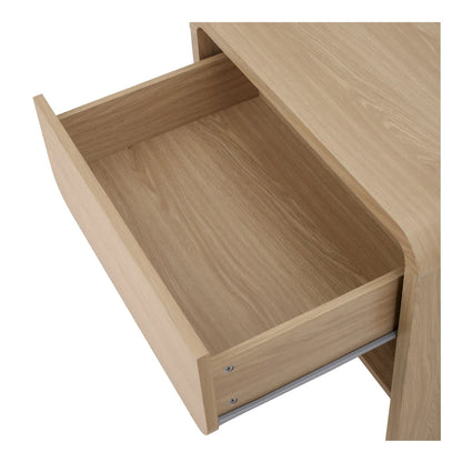 Table d'appoint minimaliste 1 tiroir – Chêne européen, profil bas arqué