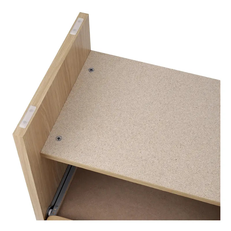 Table d'appoint minimaliste 1 tiroir – Chêne européen, profil bas arqué
