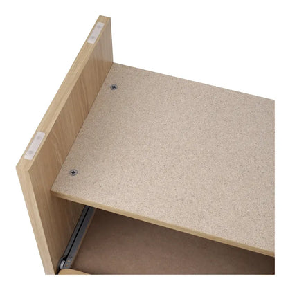 Table d'appoint minimaliste 1 tiroir – Chêne européen, profil bas arqué