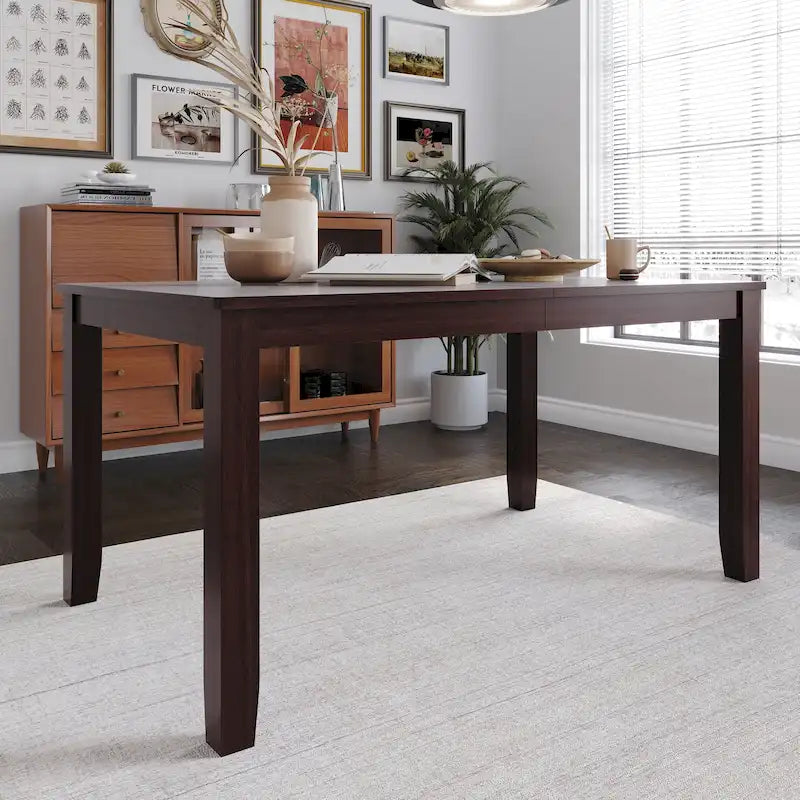 Table de salle à manger rectangulaire avec plateau en MDF plaqué bois – Gris antique / HK Wengé, 6 personnes