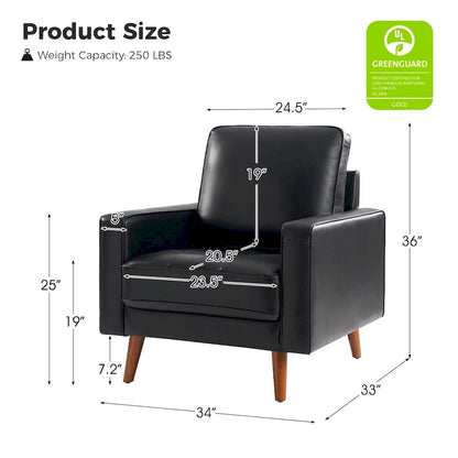 Fauteuil en cuir véritable Mid-Century – Marron / Bleu marine / Noir / Bordeaux, une place