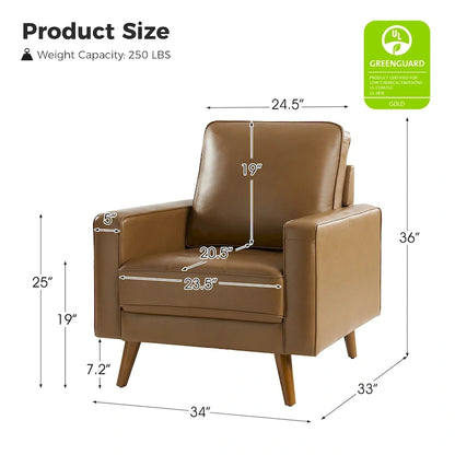 Fauteuil en cuir véritable Mid-Century – Marron / Bleu marine / Noir / Bordeaux, une place