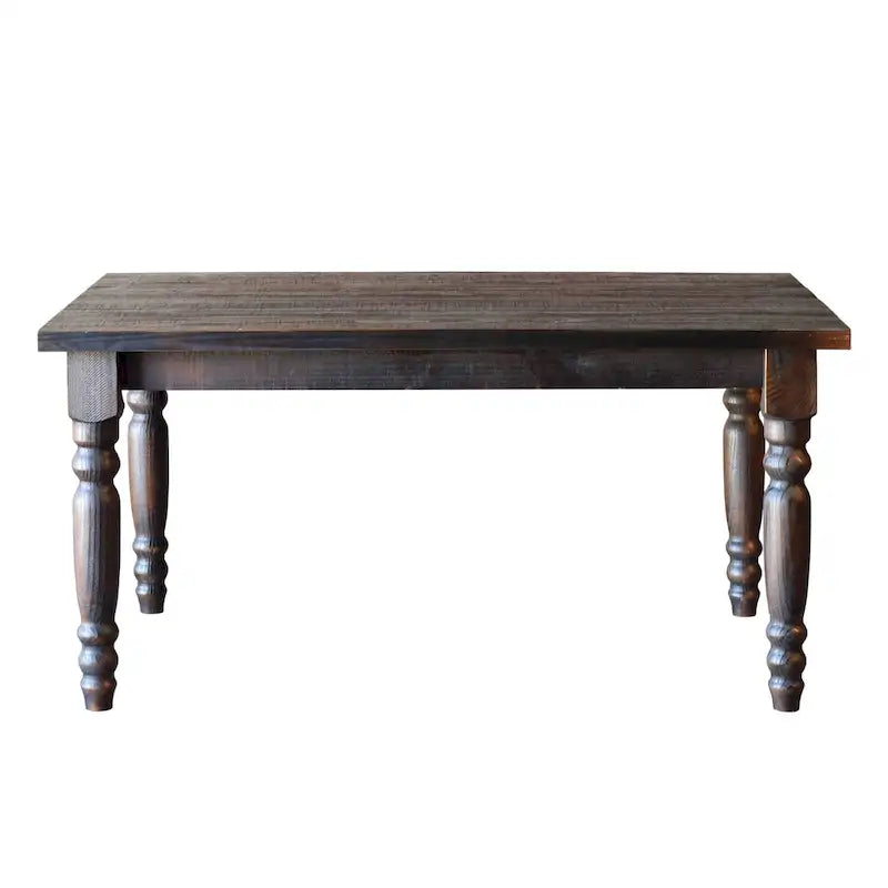 Table de salle à manger de ferme en pin massif de 63 po – Bois flotté / Bois de grange / Gris rustique / Blanc cassé rustique / Noyer rustique, 6 personnes