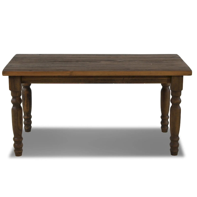 Table de salle à manger de ferme en pin massif de 63 po – Bois flotté / Bois de grange / Gris rustique / Blanc cassé rustique / Noyer rustique, 6 personnes