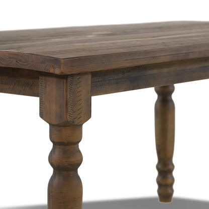 Table de salle à manger de ferme en pin massif de 63 po – Bois flotté / Bois de grange / Gris rustique / Blanc cassé rustique / Noyer rustique, 6 personnes