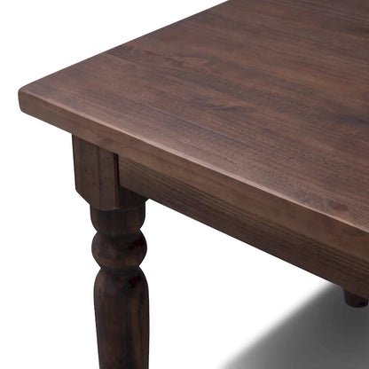 Table de salle à manger de ferme en pin massif de 63 po – Bois flotté / Bois de grange / Gris rustique / Blanc cassé rustique / Noyer rustique, 6 personnes