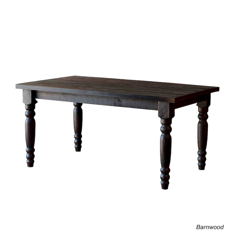 Table de salle à manger de ferme en pin massif de 63 po – Bois flotté / Bois de grange / Gris rustique / Blanc cassé rustique / Noyer rustique, 6 personnes