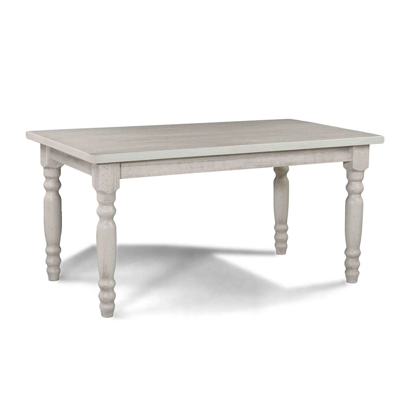Table de salle à manger de ferme en pin massif de 63 po – Bois flotté / Bois de grange / Gris rustique / Blanc cassé rustique / Noyer rustique, 6 personnes