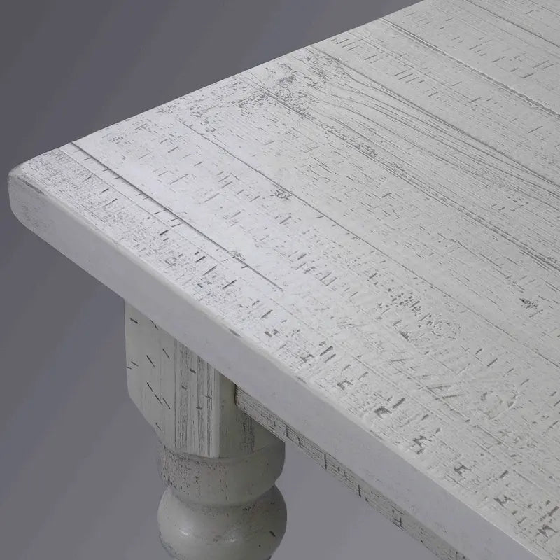 Table de salle à manger de ferme en pin massif de 63 po – Bois flotté / Bois de grange / Gris rustique / Blanc cassé rustique / Noyer rustique, 6 personnes