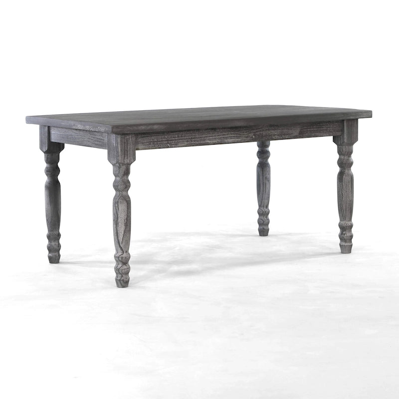 Table de salle à manger de ferme en pin massif de 63 po – Bois flotté / Bois de grange / Gris rustique / Blanc cassé rustique / Noyer rustique, 6 personnes