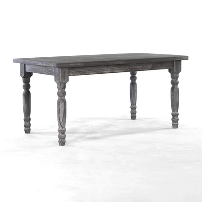 Table de salle à manger de ferme en pin massif de 63 po – Bois flotté / Bois de grange / Gris rustique / Blanc cassé rustique / Noyer rustique, 6 personnes