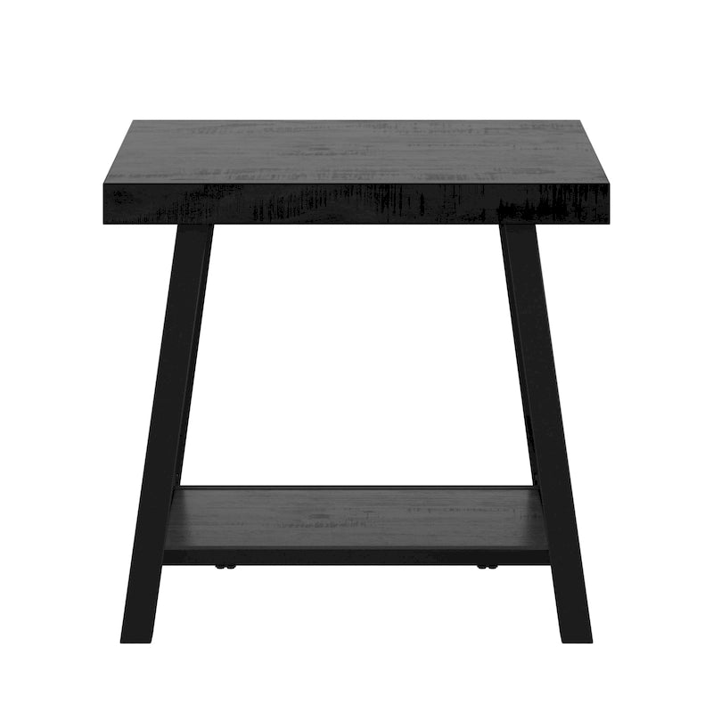 Table d'appoint rustique à piètement en X avec étagère – Chêne / Marron / Gris / Noir, piètement en métal
