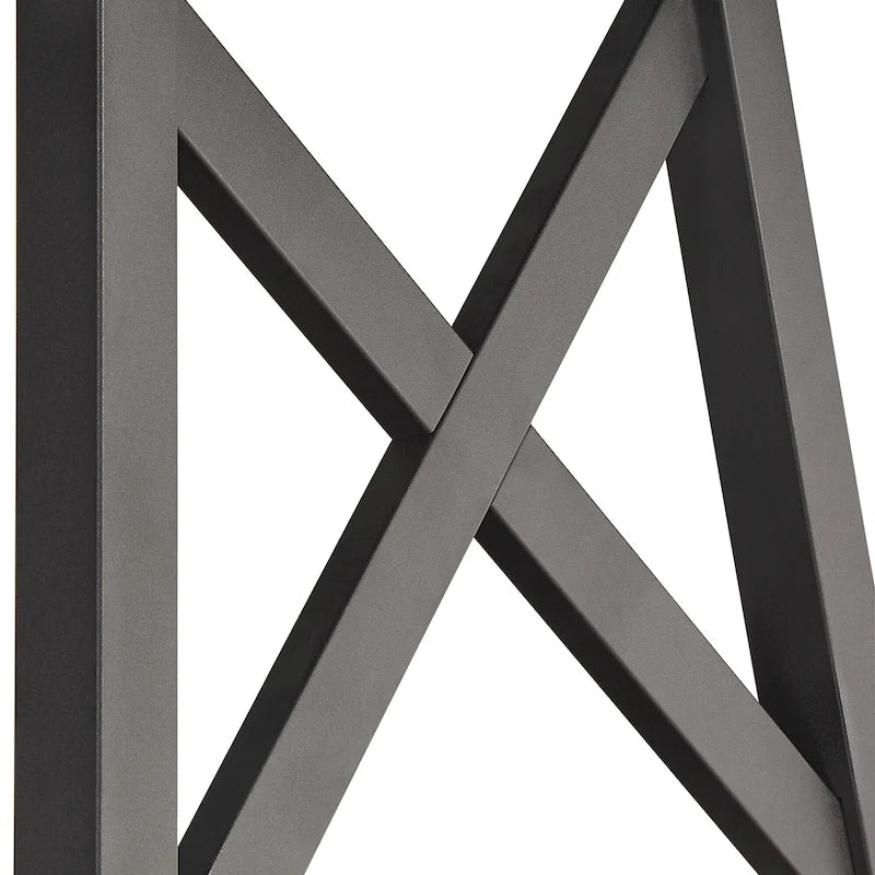 Table d'appoint rustique à piètement en X avec étagère – Chêne / Marron / Gris / Noir, piètement en métal