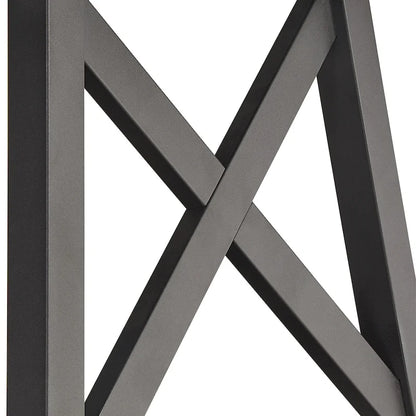 Table d'appoint rustique à piètement en X avec étagère – Chêne / Marron / Gris / Noir, piètement en métal