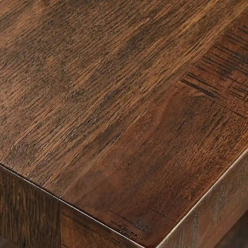 Table d'appoint rustique à piètement en X avec étagère – Chêne / Marron / Gris / Noir, piètement en métal