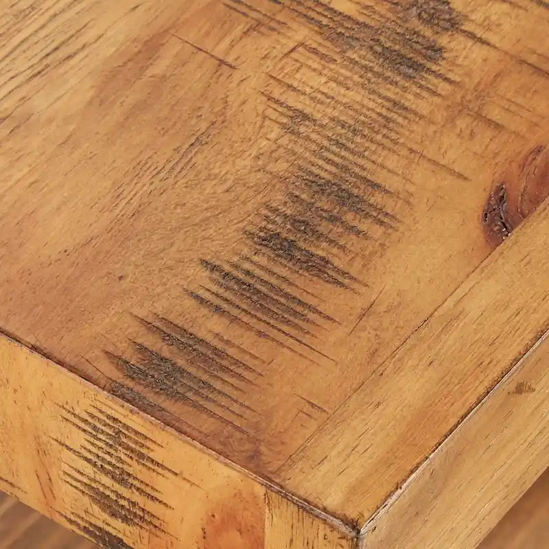 Table d'appoint rustique à piètement en X avec étagère – Chêne / Marron / Gris / Noir, piètement en métal