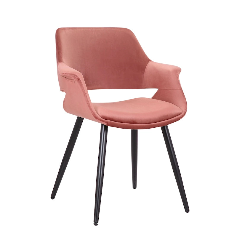Chaise de salle à manger mi-siècle en velours avec cadre en acier – Vert / Rose / Champagne / Gris foncé, unitaire