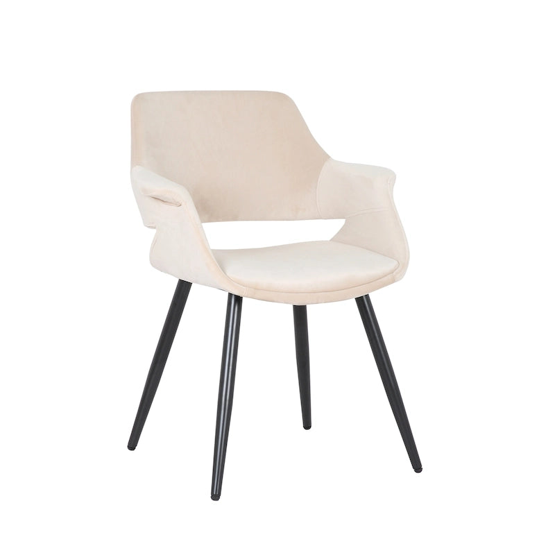 Chaise de salle à manger mi-siècle en velours avec cadre en acier – Vert / Rose / Champagne / Gris foncé, unitaire