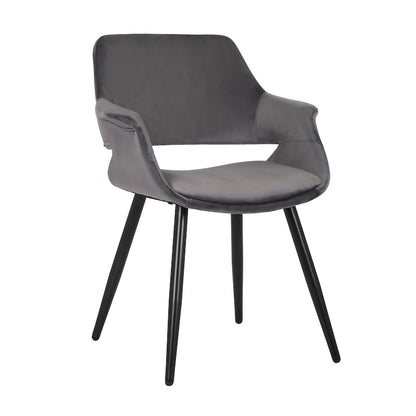 Chaise de salle à manger mi-siècle en velours avec cadre en acier – Vert / Rose / Champagne / Gris foncé, unitaire