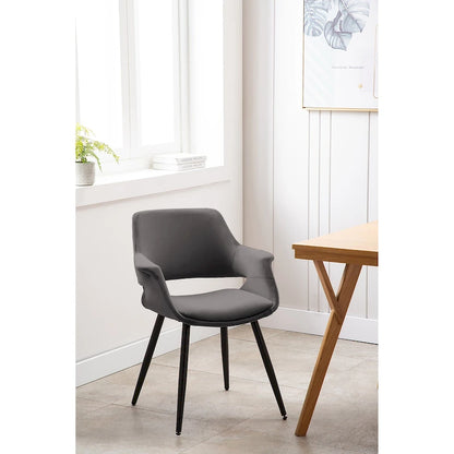 Chaise de salle à manger mi-siècle en velours avec cadre en acier – Vert / Rose / Champagne / Gris foncé, unitaire