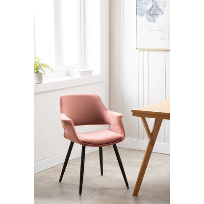 Chaise de salle à manger mi-siècle en velours avec cadre en acier – Vert / Rose / Champagne / Gris foncé, unitaire