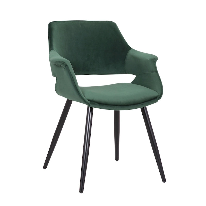 Chaise de salle à manger mi-siècle en velours avec cadre en acier – Vert / Rose / Champagne / Gris foncé, unitaire