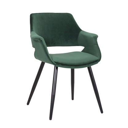Chaise de salle à manger mi-siècle en velours avec cadre en acier – Vert / Rose / Champagne / Gris foncé, unitaire