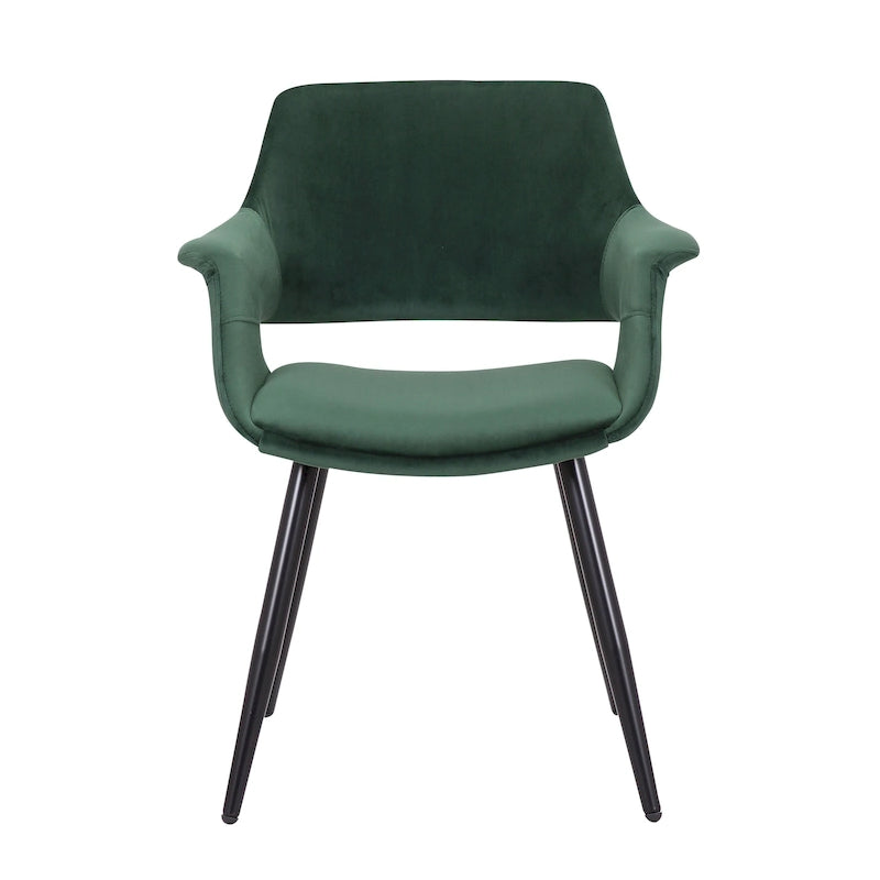 Chaise de salle à manger mi-siècle en velours avec cadre en acier – Vert / Rose / Champagne / Gris foncé, unitaire