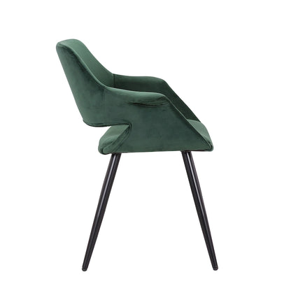 Chaise de salle à manger mi-siècle en velours avec cadre en acier – Vert / Rose / Champagne / Gris foncé, unitaire